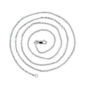 22" Cable Rolo Link Chain Necklace 14k White Gold